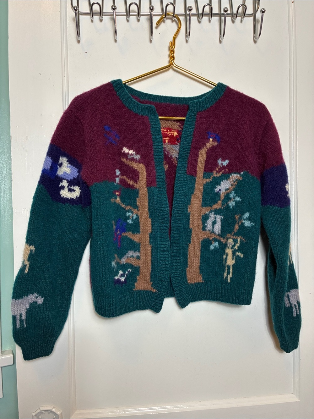 Vintage SKYR Wool Noahs Ark Animal Cardigan Sweater